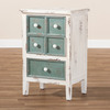 Baxton Studio Angeline Antique White and Teal Finished Wood 5-Drawer Chest 152-9187